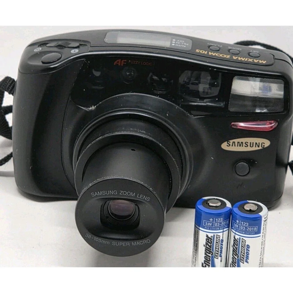 Samsung Maxima Zoom 105 35mm Film Cam Bundle w/ Case, Manual & Kodak Film Tested